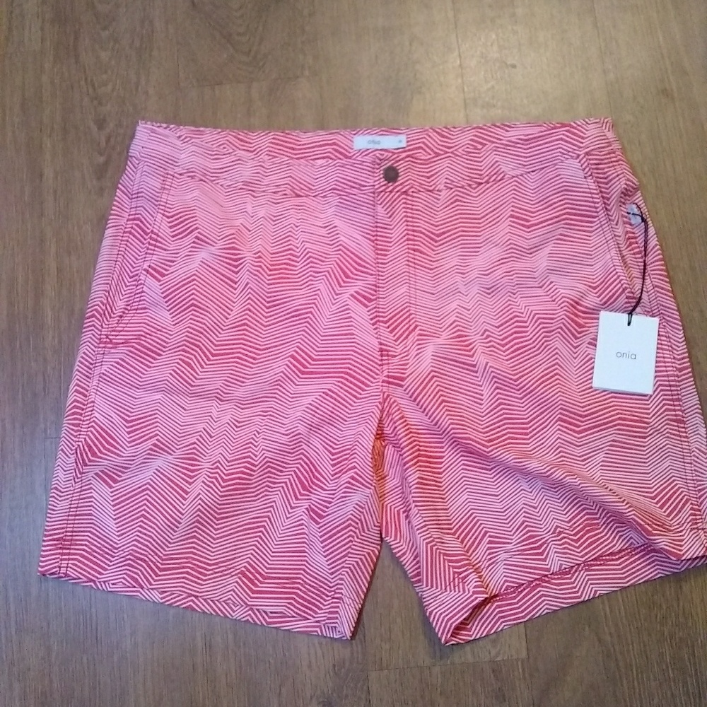 ONIA Mens Rose White Geometric CALDER Swimsuit Swi